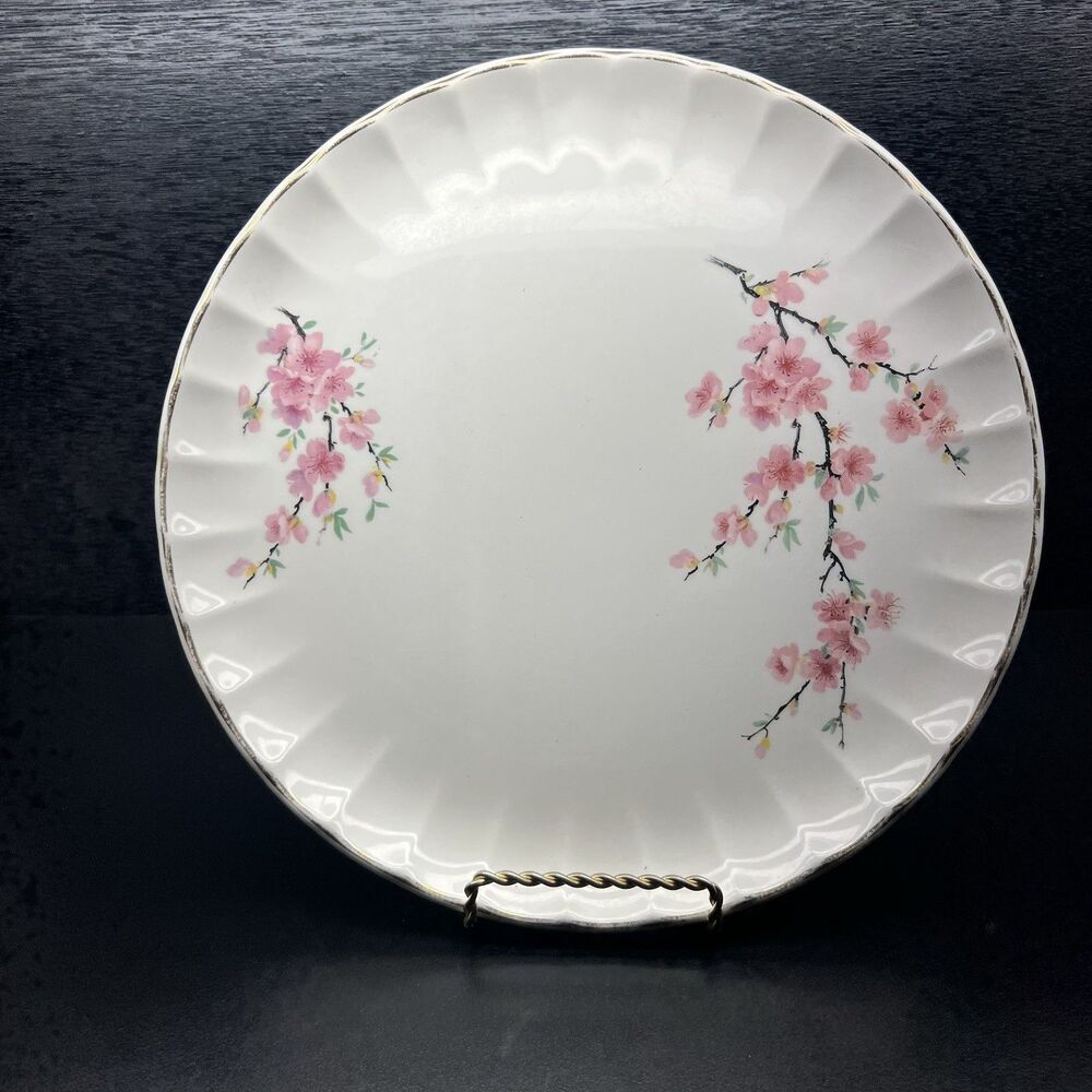 Vintage W. S. George Bolero Peach Blossom 22K Gold Trim Porcelain Dinner Plate